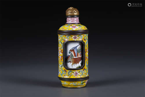 An Enameled Copper Snuff Bottle.