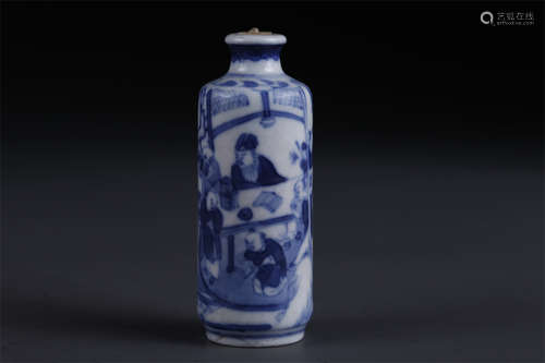 A Blue-and-White Porcelain Snuff Bottle.