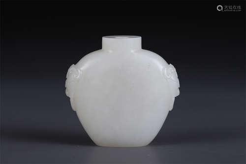 A Hetian Jade Snuff Bottle with Beast Design.