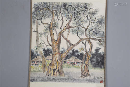 A Scenery Painting on Paper by Wu Guanzhong.