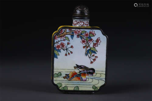 An Enameled Copper Snuff Bottle.