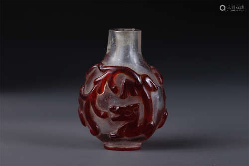 A Glass Snuff Bottle with Beast Design.