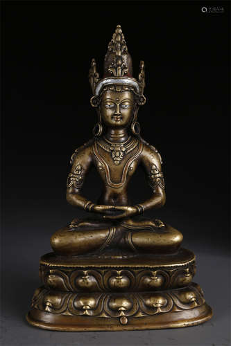 An Alloy Copper Amitayus Buddha Statue.