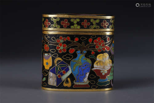 A Cloisonne Enameled Copper Lidded Box.