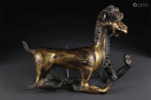 A Gilt Copper Four-Unlike Beast Sculpture.