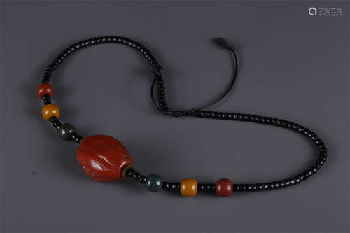 A Necklace of Nanjiang Red Agate Bead.