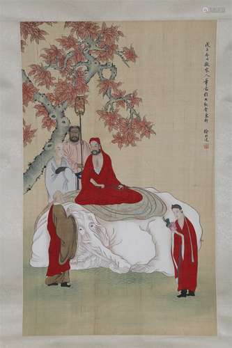 An Arhat Painting on Silk by Xu Bangda.