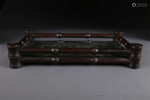 A Rosewood Study Tray with Marble Inlay.