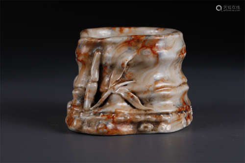 A Bamboo Joint Shaped Porcelain Brush Pot.