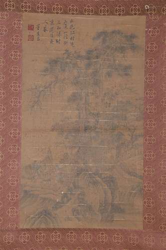 A Landscape Painting on Silk by Dong Qichang.