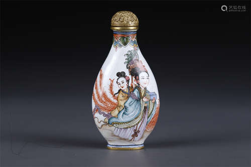 An Enameled Copper Snuff Bottle.