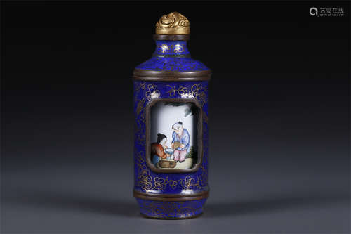 An Enameled Copper Snuff Bottle.