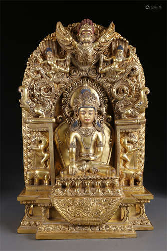 A Gilt Copper Sakyamuni Buddha Statue.