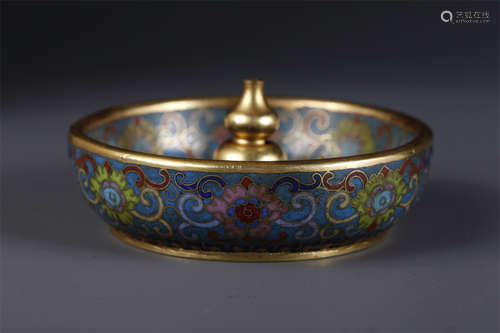 A Cloisonne Enameled Copper Incense Holder.