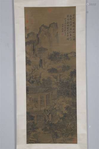 A Landscape Painting on Silk by Shen Zhou.