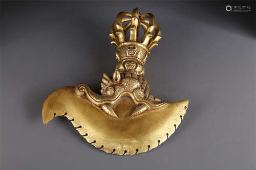 A Gilt Copper Vajra Tomahawk Knife for Rite.