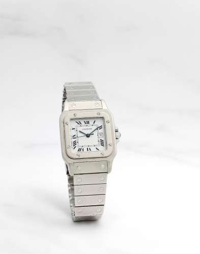 CARTIER. MONTRE BRACELET EN ACIER AVEC DATE MOUVEMENT AUTOMA...