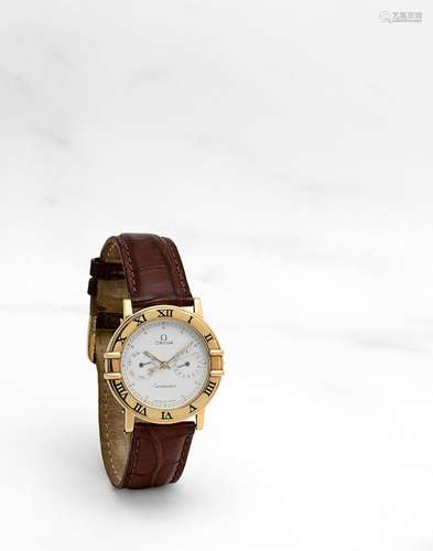 OMEGA. MONTRE BRACELET EN OR JAUNE 18K (750) AVEC JOUR ET DA...