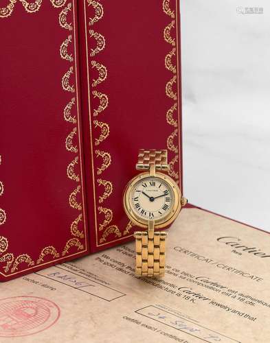 CARTIER. MONTRE DE DAME EN OR JAUNE 18K (750) MOUVEMENT QUAR...