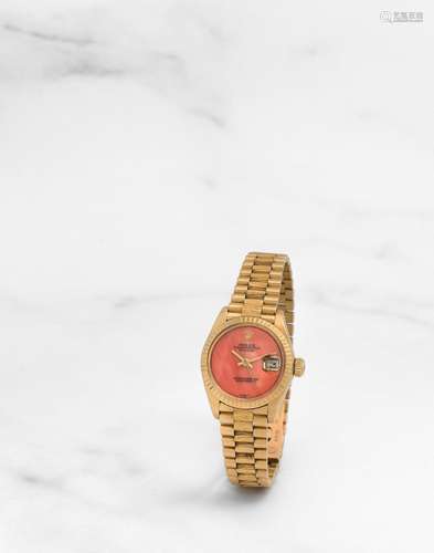 ROLEX. MONTRE BRACELET DE DAME EN OR JAUNE 18K (750) AVEC DA...