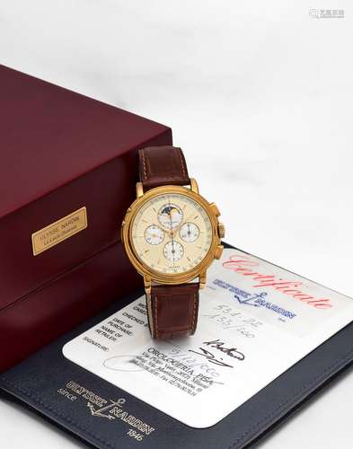 ULYSSE NARDIN. CHRONOGRAPHE BRACELET EN OR JAUNE 18K (750) A...