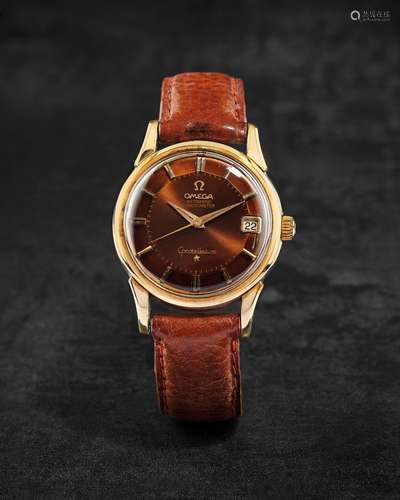 OMEGA. MONTRE BRACELET EN OR ET ACIER AVEC DATE ET CADRAN 'P...