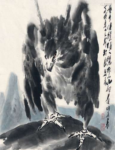 王子武（1936～） 1982年作 雄鹰图 画心 设色纸本