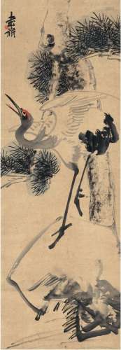 张书旂（1900～1957） 鹤寿图 立轴 设色纸本