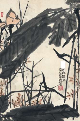 潘天寿（1897～1971） 1965年作 残荷图 立轴 设色纸本