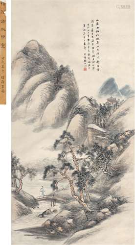 杨伯润（1837～1911） 山居听松图 立轴 设色纸本