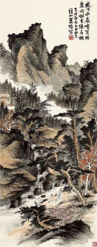 萧谦中（1883-1944） 1925年作 王维诗意图 立轴 设色纸本