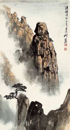 胡若思（1916～2004） 高山苍松图 镜片 设色纸本