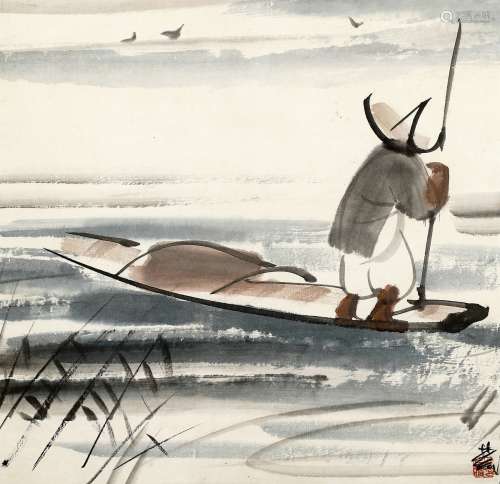 林风眠（1900～1991） 50年代作 渔舟 镜片 设色纸本