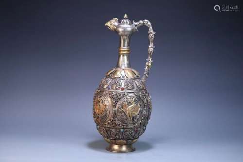 唐   銅鎏銀鳳紋壺