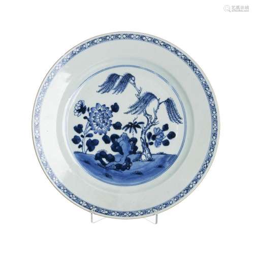 Blue Chinese porcelain 'flowers' plate, Yongzheng
