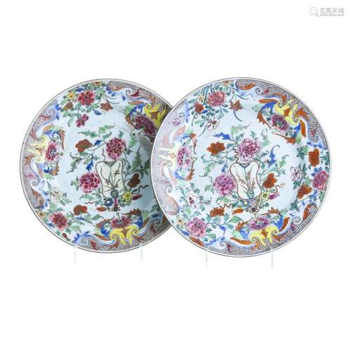 Pair of Chinese porcelain 'floral' plates, Yongzheng