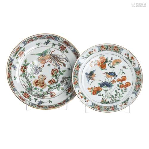 Two Chinese famille verte porcelain plates, Kangxi