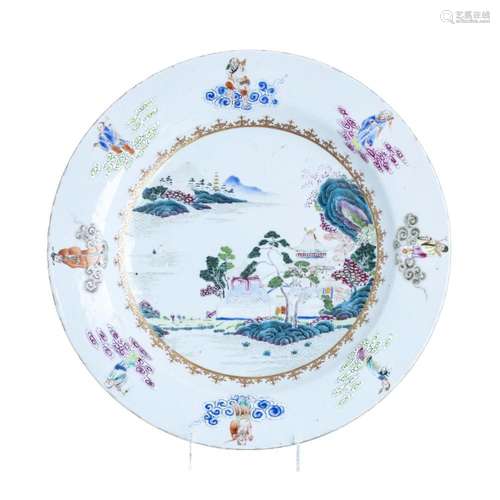 Immortals large plate in Chinese porcelain, Qianlong