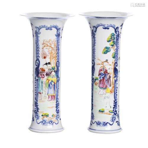 Pair of Chinese porcelain mandarin vases, Qianlong