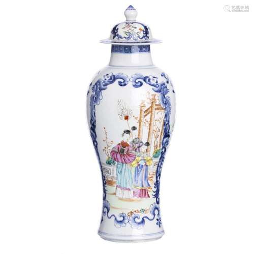 Chinese porcelain mandarin lidded pot, Qianlong