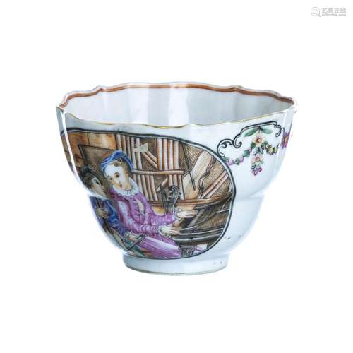 Chinese porcelain European subject 'music lesson' cu...