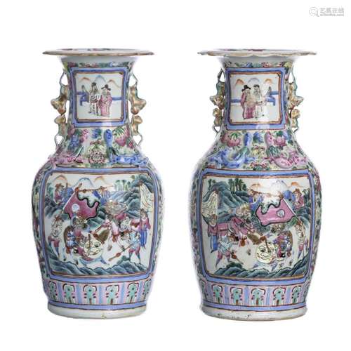 Pair of Chinese porcelain mandarin vases, Tongzhi