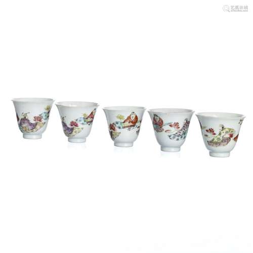 Five Chinese porcelain 'scholar' teacups, Daoguang