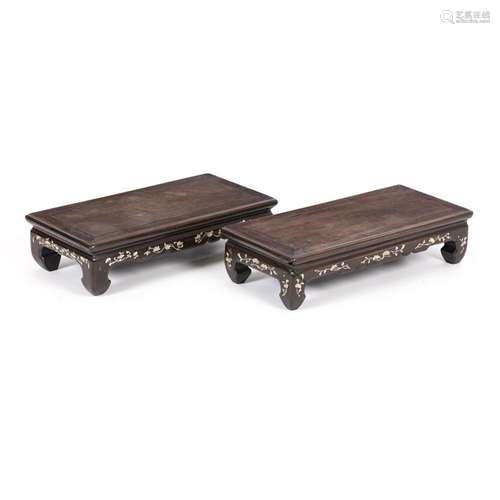 Pair of hongmu low tables, Minguo