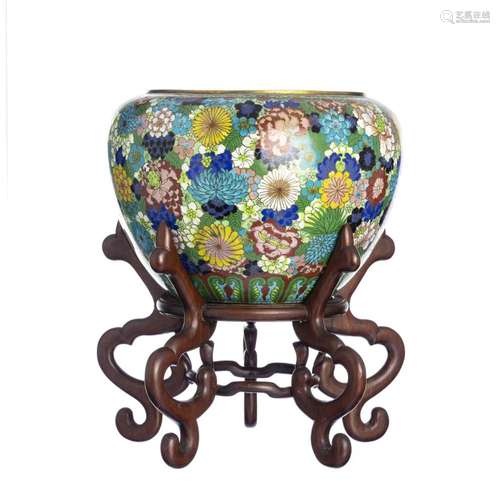 Chinese cloisonné '1000 flower' planter