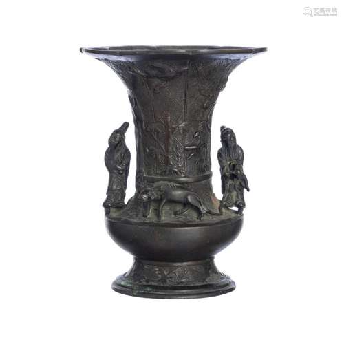 Chinese figural bronze vase