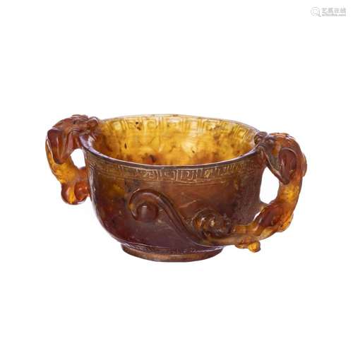 Chinese amber libation cup