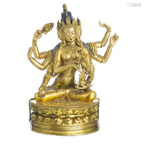 Chinese gilt bronze Bodhisattva Vasudhara