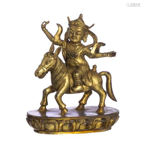 Bodhisattva Mahakala em bronze dourado