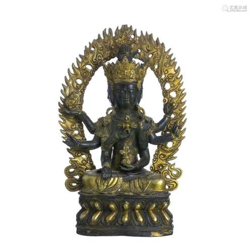 Chinese bronze Bodhisattva, Vasudhara